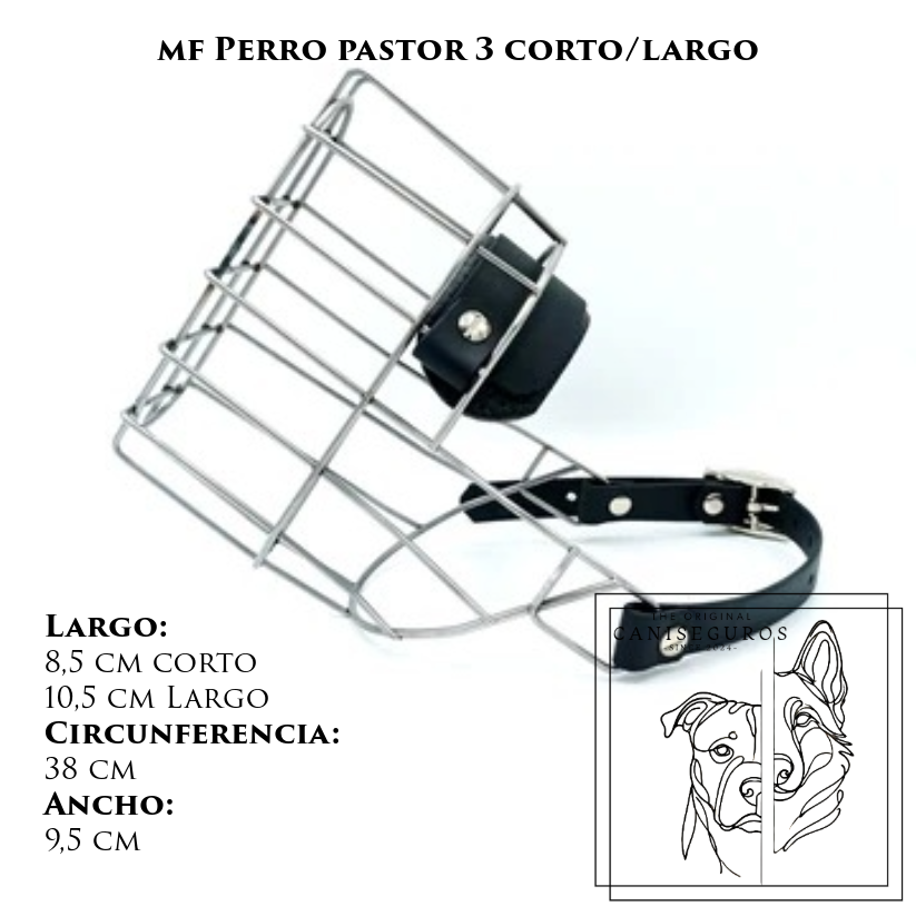 Bozal de alambre MF Perro Pastor 3 corto/largo – CANISEGUROS