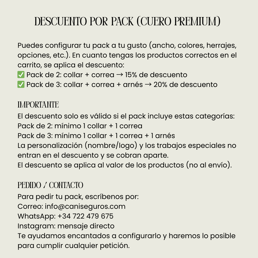 ARNÉS DE CUERO PREMIUM – HECHO A MANO Y PERSONALIZABLE